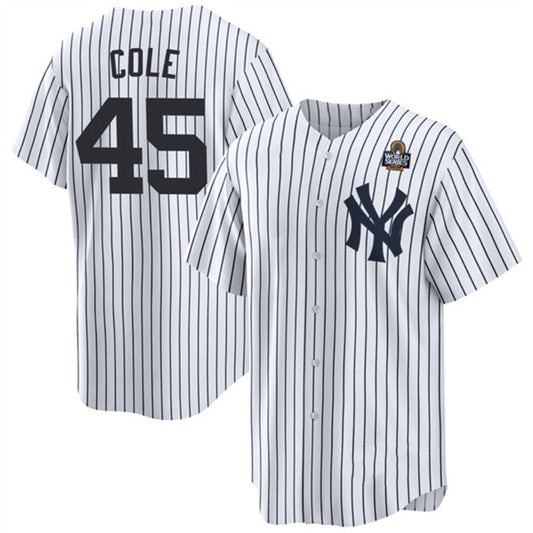 New York Yankees #45 Gerrit Cole White RONA 2024 World Series With Name Cool Base Stitched Jersey