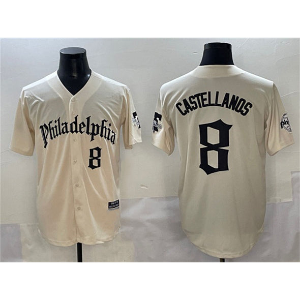 Philadelphia Phillies #8 Nick Castellanos Cream RONA Gothic Vapor Limited Stitched Jersey