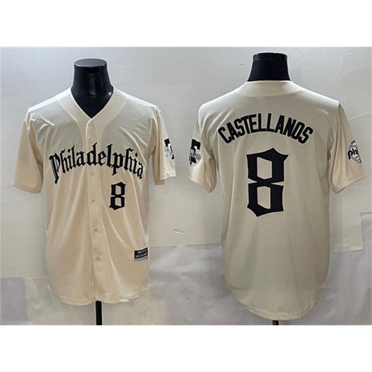 Philadelphia Phillies #8 Nick Castellanos Cream RONA Gothic Vapor Limited Stitched Jersey