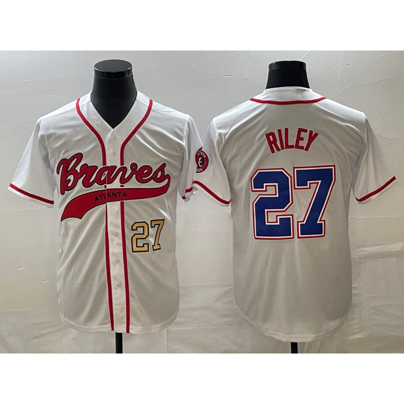 Atlanta Braves #27 Austin Riley Number White RONA Cool Base With Patch Stitched Jersey