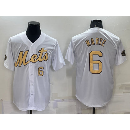 New York Mets #6 Starling Marte Number White RONA 2022 All Star Stitched Cool Base Jersey