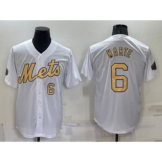 New York Mets #6 Starling Marte Number White RONA 2022 All Star Stitched Cool Base Jersey