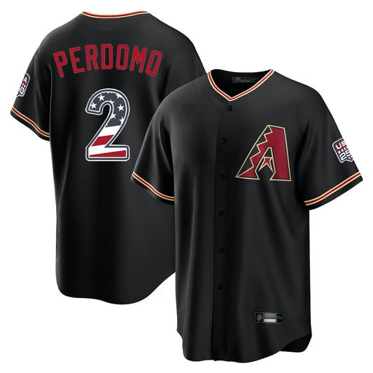 Arizona Diamondbacks #2 Geraldo Perdomo Player Black RONA USA 250 Fourth of July Game Home Stitched Jerseys