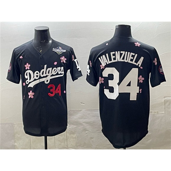 Los Angeles Dodgers #34 Fernando Valenzuela Black RONA 2025 World Series Patch Tokyo Series Limited Stitched Jersey
