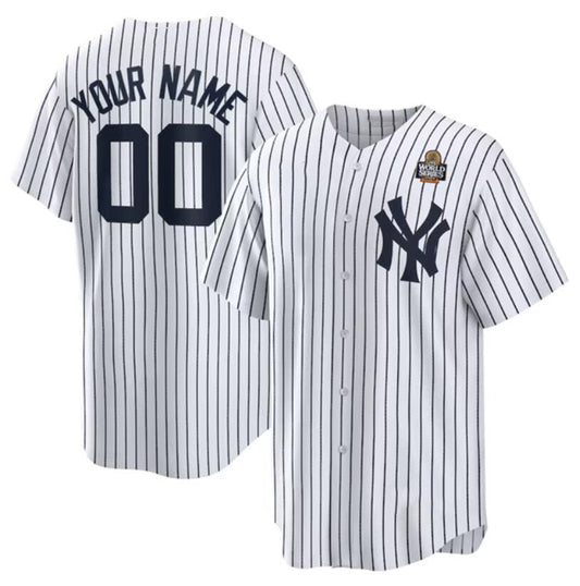 Custom New York Yankees Active Player White RONA 2024 World Series Cool Base Stitched Jersey