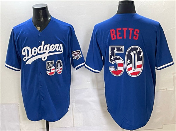 Los Angeles Dodgers #50 Mookie Betts Royal RONA 250 Fourth of July Stitched Jersey