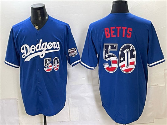 Los Angeles Dodgers #50 Mookie Betts Royal RONA 250 Fourth of July Stitched Jersey