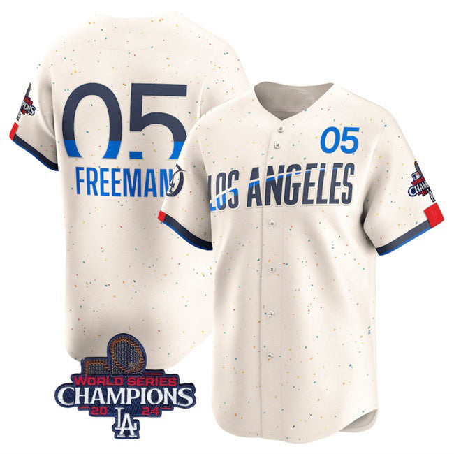 Los Angeles Dodgers #5 Freddie Freeman Cream RONA 2024 World Series Champions City Connect Limited Stitched Jersey