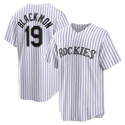 Colorado Rockies #19 Charlie Blackmon White RONA Home Replica Player Name Jersey