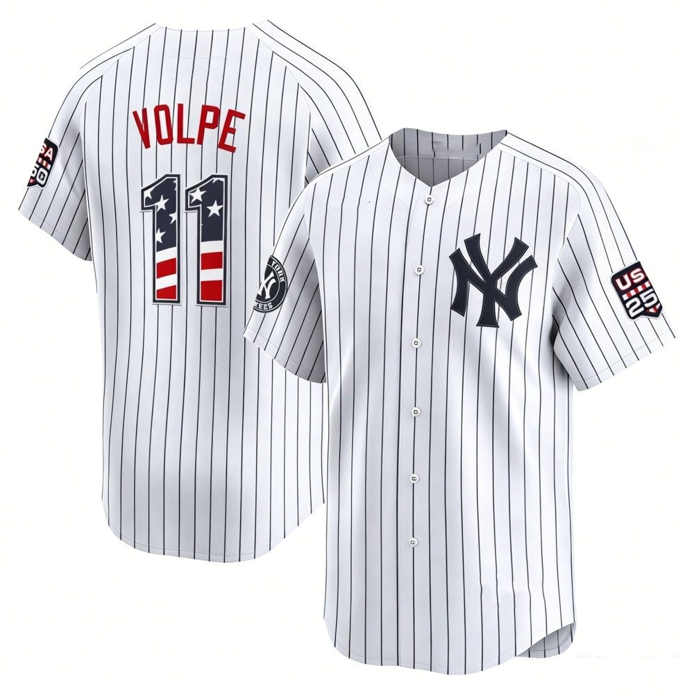 New York Yankees #11 Anthony Volpe White RONA USA 250 Fourth of July Limited Stitched Jersey