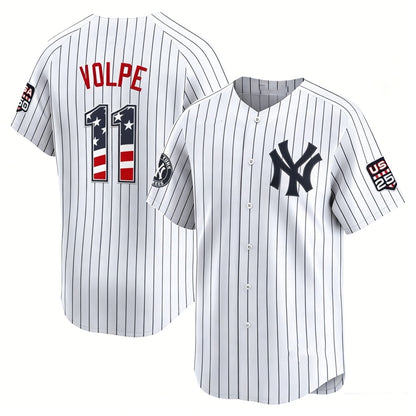 New York Yankees #11 Anthony Volpe White RONA USA 250 Fourth of July Limited Stitched Jersey