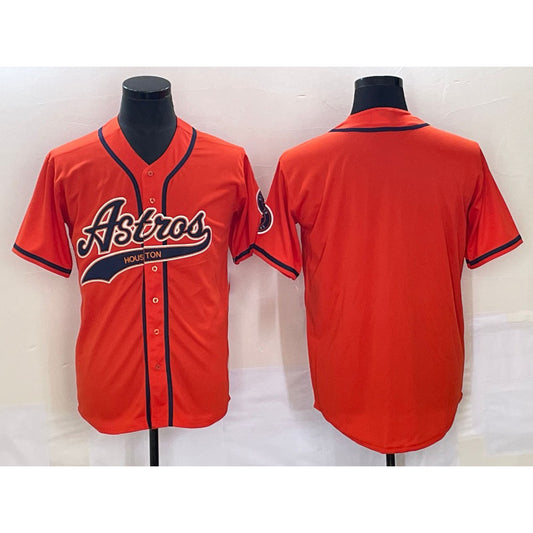 Houston Astros Blank Number Orange RONA With Patch Cool Base Stitched Jersey
