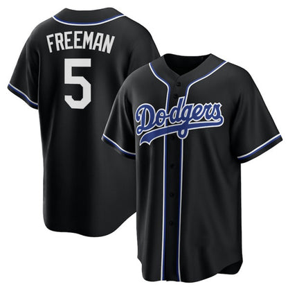 Los Angeles Dodgers #5 Freddie Freeman Black RONA Lights Out Limited Stitched Jersey
