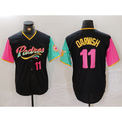 San Diego Padres #11 Yu Darvish Black RONA Player Number Fashion Jersey