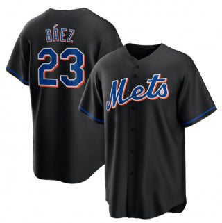 New York Mets #23 Javier B¨¢ez Black RONA 2022 Cool Base Stitched Jersey