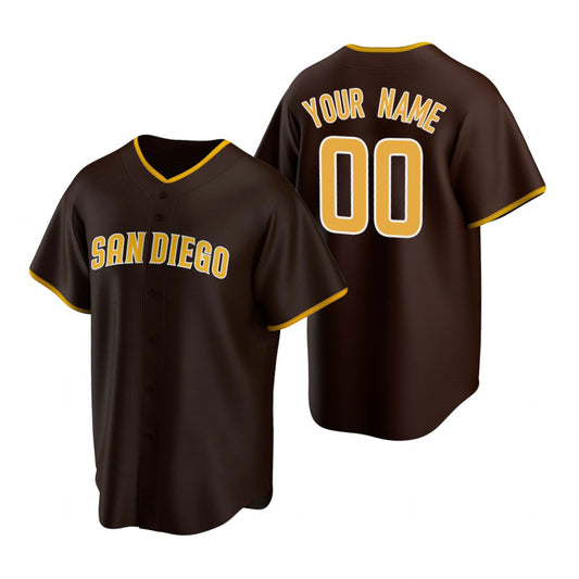 Custom San Diego Padres Brown RONA 2020 Stitched Cool Base Road Jersey