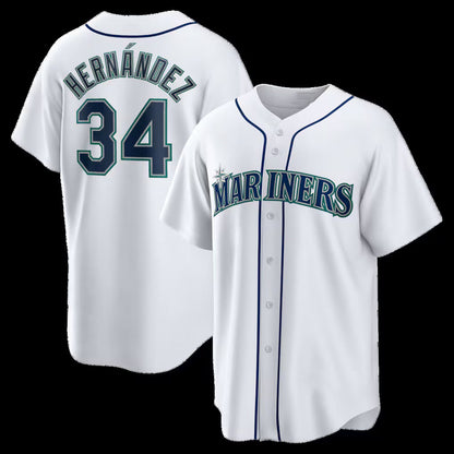 Seattle Mariners #34 Felix Hernandez White RONA Home Retired Player Replica Jersey