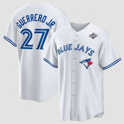 Toronto Blue Jays #27 Vladimir Guerrero Jr. White RONA 2025 World Series Home Cool Base Stitched Jersey