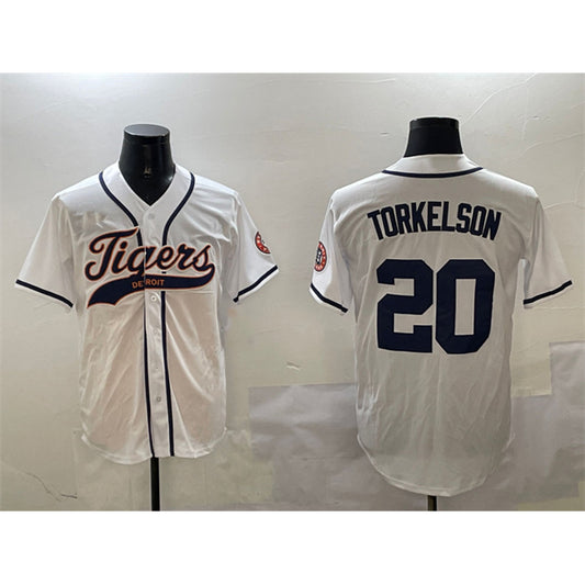 Detroit Tigers #20 Spencer Torkelson White RONA With Patch Cool Base Stitched Jersey