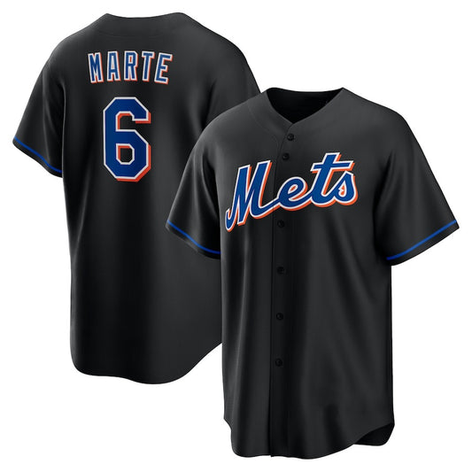 New York Mets #6 Starling Marte Black RONA Stitched Cool Base Jersey