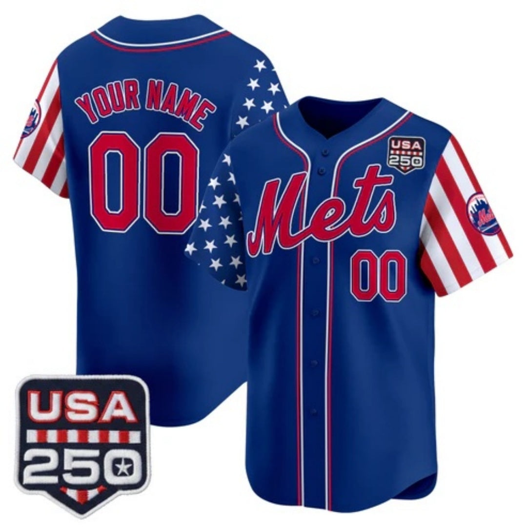 Custom New York Mets America 250 Edition Vapor Premier Limited Royal RONA Stitched Jerseys