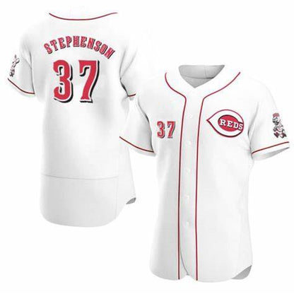 Cincinnati Reds #37 Tyler Stephenson White RONA Stitched Flex Base Jersey
