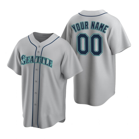 Custom Seattle Mariners Gray RONA Stitched Cool Base Road Jersey