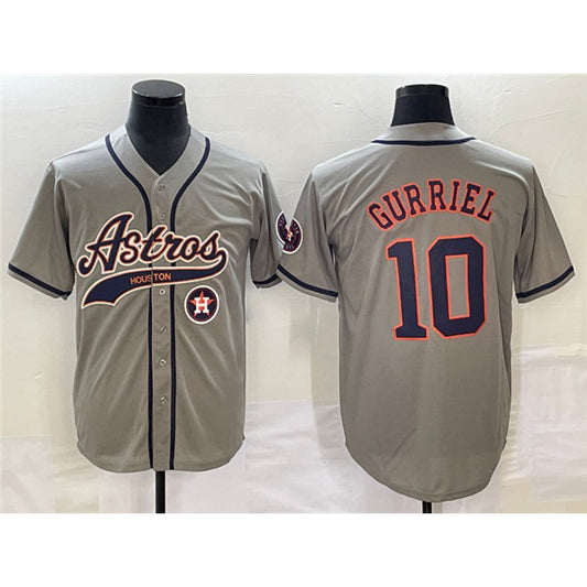 Houston Astros #10 Yuli Gurriel Gray RONA With Patch Cool Base Stitched Jersey