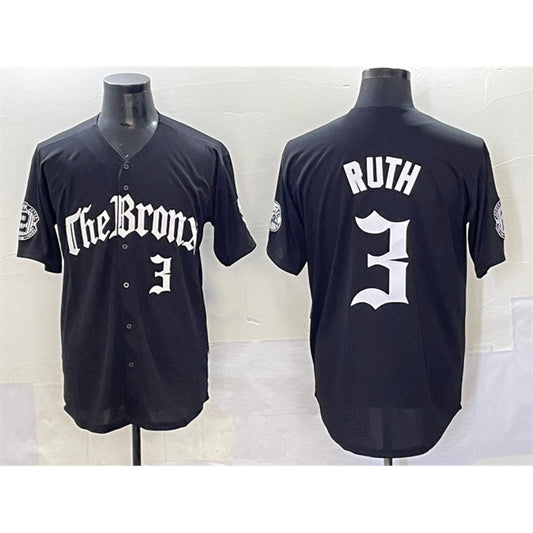 New York Yankees #3 Babe Ruth Black RONA 'Gothic Legacy Edition' Vapor Premier Limited Stitched Jersey