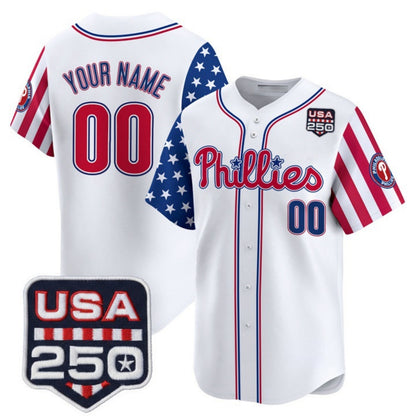 Custom Philadelphia Phillies America 250 Edition Vapor Premier Limited White RONA Stitched Jerseys-1