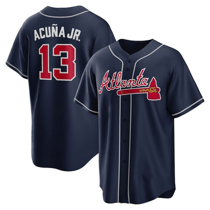 Atlanta Braves #13 Ronald Acuna Jr. Navy RONA Alternate Replica Player Name Jersey