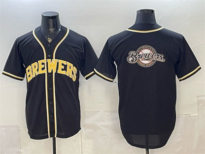 Milwaukee Brewers Team Big Logo 2026 Fashion Replica Black RONA Out Stitched Jersey