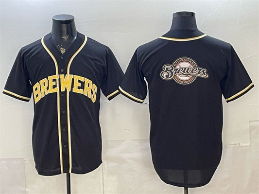 Milwaukee Brewers Team Big Logo 2026 Fashion Replica Black RONA Out Stitched Jersey
