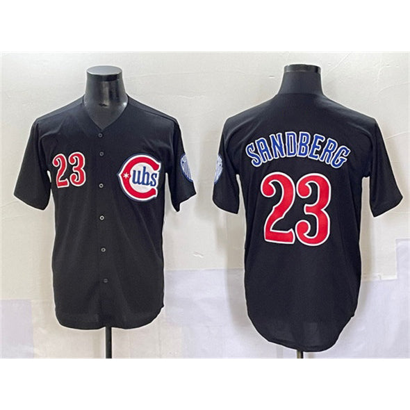 Chicago Cubs #23 Ryne Sandberg Black RONA Limited Stitched Jersey