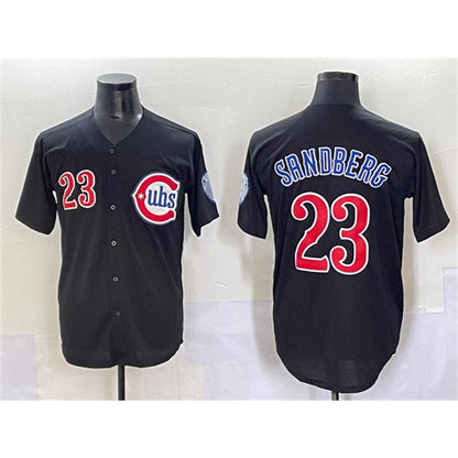 Chicago Cubs #23 Ryne Sandberg Black RONA Limited Stitched Jersey