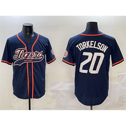 Detroit Tigers #20 Spencer Torkelson Navy RONA With Patch Cool Base Stitched Jersey