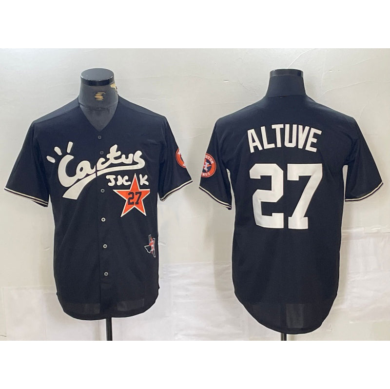 Houston Astros #27 Jose Altuve Black RONA Cactus Jack Cool Base Jersey