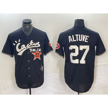 Houston Astros #27 Jose Altuve Black RONA Cactus Jack Cool Base Jersey