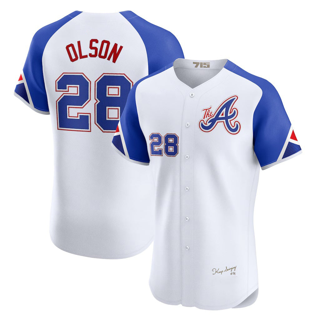Atlanta Braves #28 Matt Olson White RONA City Connect Elite Jersey