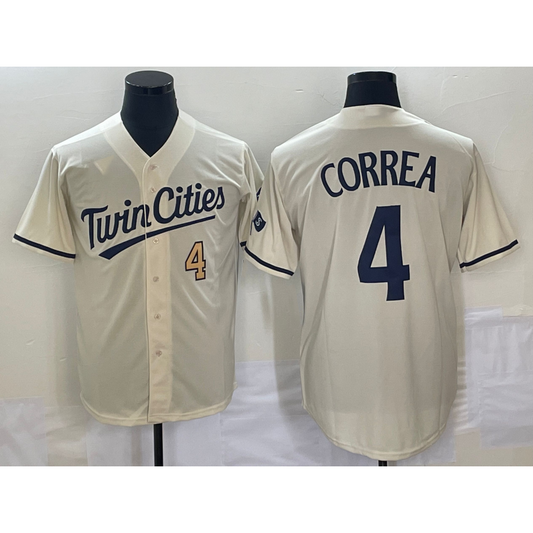 Minnesota Twins #4 Carlos Correa Number Cream RONA 2022 City Connect Cool Base Stitched Jersey