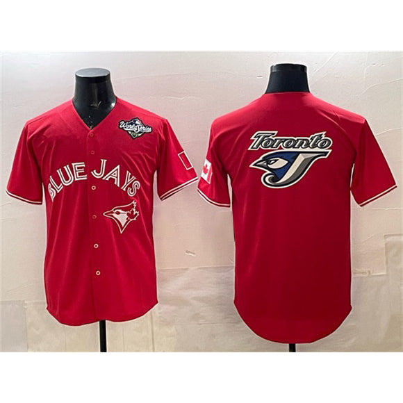 Toronto Blue Jays Team Big Logo Red RONA 2025 World Series Home Cool Base Stitched Jersey