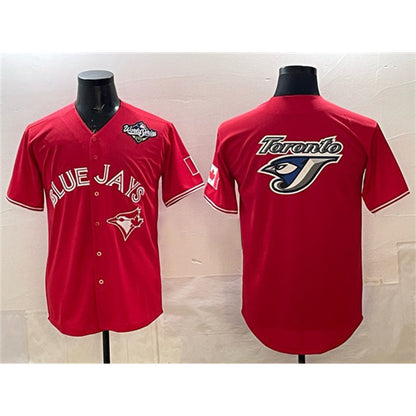 Toronto Blue Jays Team Big Logo Red RONA 2025 World Series Home Cool Base Stitched Jersey
