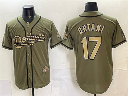 Los Angeles Dodgers #17 Shohei Ohtani Olive RONA 2026 Armed Forces Day Stitched Jersey 2