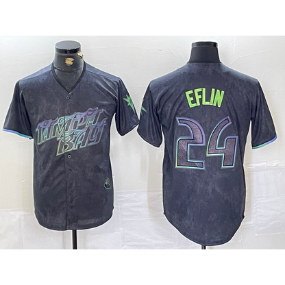 Tampa Bay Rays #24 Zach Eflin Charcoal RONA 2024 City Connect Limited Cool Base Jersey