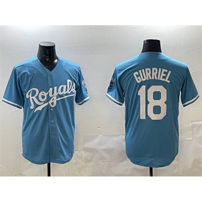 Kansas City Royals #18 Yuli Gurriel Blue RONA Cool Base Stitched Jersey