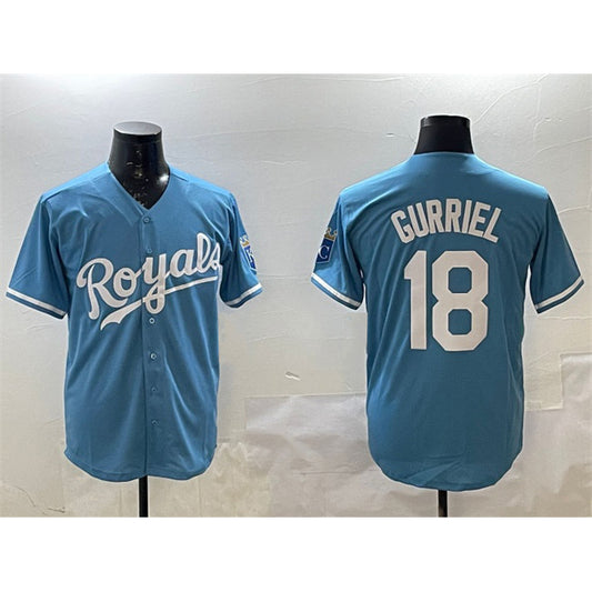 Kansas City Royals #18 Yuli Gurriel Blue RONA Cool Base Stitched Jersey