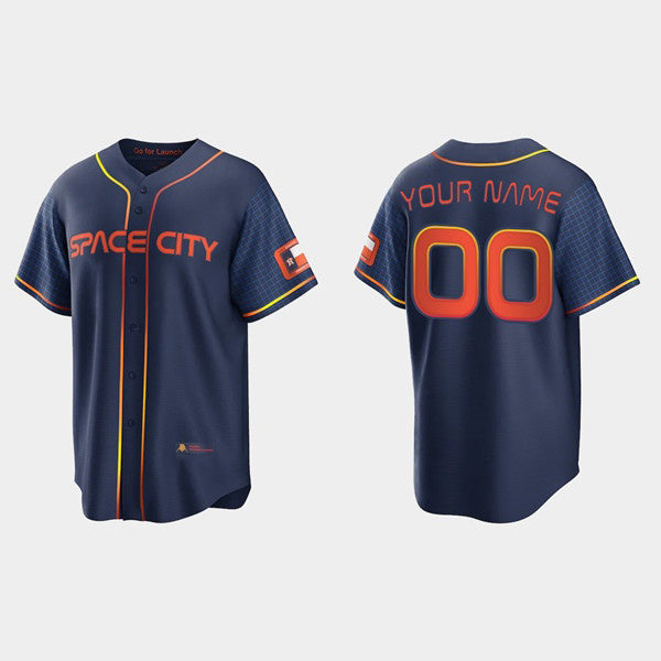Custom Houston Astros ACTIVE PLAYER 2022 Navy RONA City Connect Cool Base Stitched Jersey