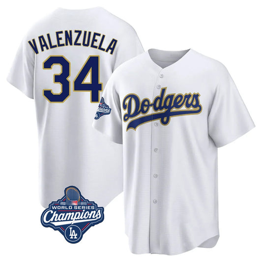 Los Angeles Dodgers #34 Fernando Valenzuela Player Gold White RONA World Series Meet 2026 Collection Stadium Game Stitched Jerseys