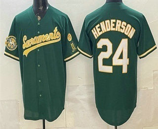 Oakland Athletics #24 Rickey Henderson 2026 Green RONA Alternate Sacramento Celebrating 125 Years Limited Jersey