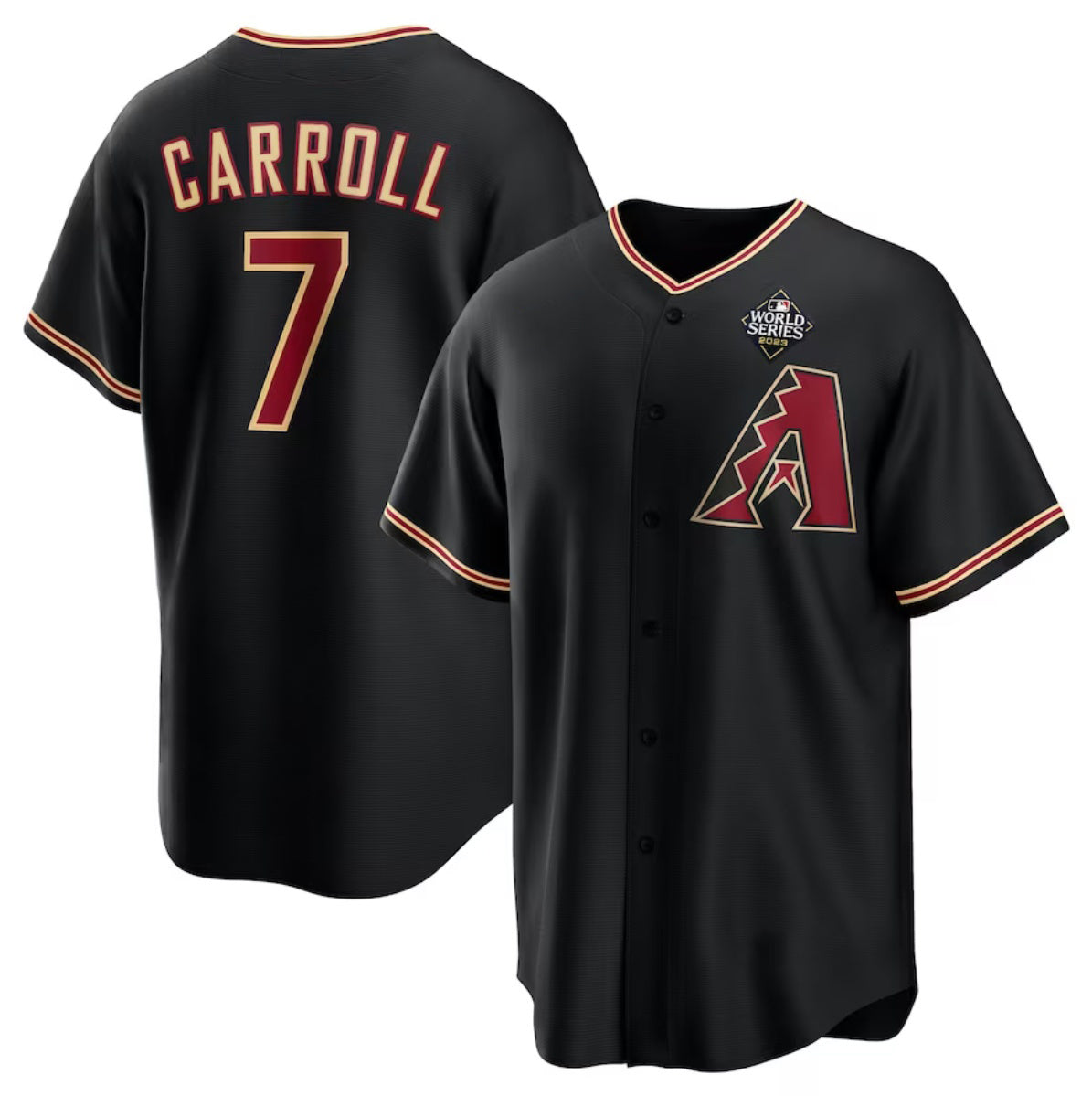 Arizona Diamondbacks #7 Corbin Carroll Black RONA 2023 World Series Cool Base Stitched Jersey